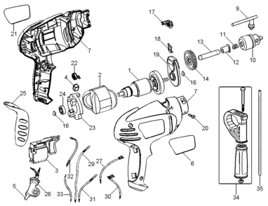 Page A Diagram and Parts List for BH300-B3 3 Black and Decker Hammer Drill